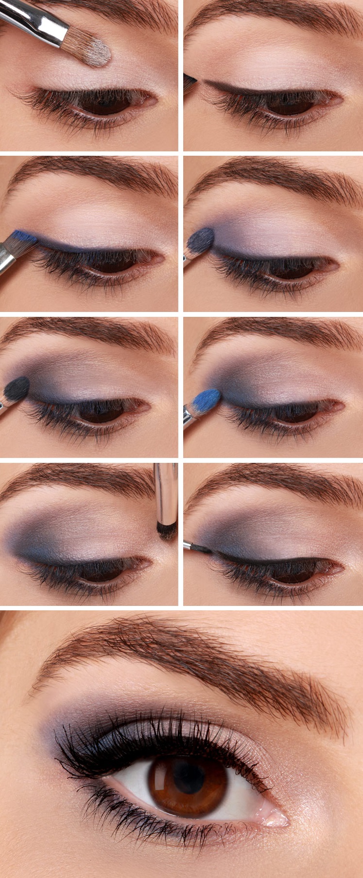 Темно-синий макияж для карих глаз 